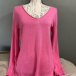J. Crew Vibrant Pink Long Sleeve V-Neck Top